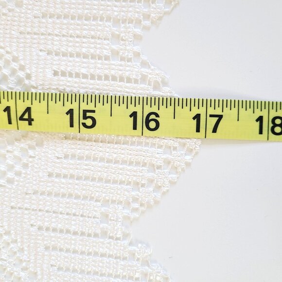 Vintage Crochet Lace Ivory / Off White Window Valance with Two Panels Set - Picture 5 of 14